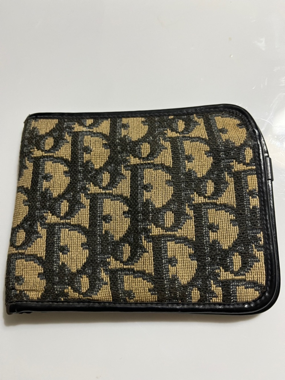 Dior Monogram Zip Wallet in Beige and Black
